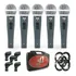 Kit Com 5 Mic Arcano Dinamicos Com Fio Rhodon-8b Kit Xlr Sj