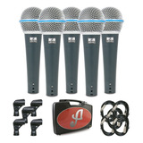 Kit Com 5 Microfones Arcano Dinâmicos Rhodon 8 Kit Xlr xlr