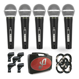 Kit Com 5 Microfones Dinâmicos Arcano Renius-8 Kit Xlr-xlr