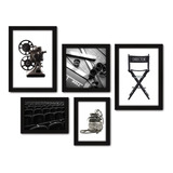 Kit Com 5 Quadros Cinema Projetor Filmes 043kq01p
