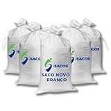 Kit Com 5 Saco De Ráfia Novo Liso Branco 60x90 Sacaria Entulho Construção Ração Grãos
