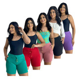 Kit Com 5 Shorts Feminino Bermuda