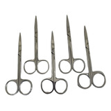 Kit Com 5 Tesoura Iris Reta Odontológica Medica cirúrgica