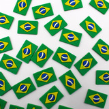 Kit Com 50 Apliques Bandeira Brasil 16x11mm Emborrachado Cor Verde Bandeira