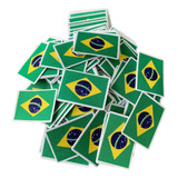 Kit Com 50 Etiquetas Bandeira Do Brasil 4 Cm Para Roupas