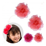 Kit Com 50 Flores Rosa De Organza De 12cm Para Decoração