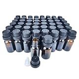 Kit Com 50 Frascos PREMIUM Em Vidro Ambar 10ml Com Tampa Preta Com Lacre E Gotejador Batoque Para Óleos Essenciais Aromaterapia Perfumes E Outros