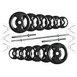 Kit Com 50 Kg De Anilhas Ferro Fundido Barras De Supino E Halteres