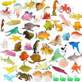 Kit Com 52 Mini Bonecos Animais Marinhos Educacional Coleção