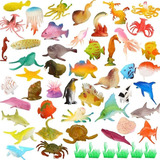 Kit Com 52 Mini Bonecos Animais Marinhos Educacional Coleção