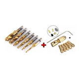 Kit Com 6 Brocas Para Abrir Rosca Macho M3 M4 M5 M6 M8 M10 Titânio Mini Mandril Acoplável Para Motor Com 7 Peças