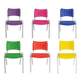 Kit Com 6 Cadeiras Empilháveis Escolares Iso Coloridas 