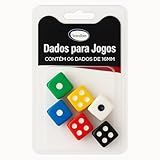 Kit Com 6 Dados Coloridos Ou Brancos - 16 Mm Material Resistente Perfeitos Para Jogos E Coleções Diversão Garantida -Branco-