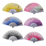 Kit Com 6 Leques Japonês Estilo Oriental Premium