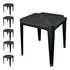 Kit Com 6 Mesas Plástica Quadrada Monobloco Preta 70x70cm