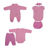 Kit Com 6 Peças Maternidade Roupa Bebê Recém nascido Menina