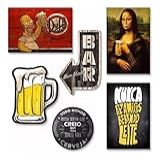 Kit Com 6 Placas Decorativas Em MDF Churrasco Bebidas Cerveja