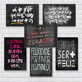 Kit Com 6 Placas Decorativas Em Mdf Frases Motivacionais Cor Colorido Placas Frases