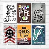 Kit Com 6 Placas Decorativas - Frases Evangélicas - Cristâs - Gospel