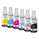 Kit Com 6 Refis De Tinta Epson 673 Original L800 L805 L810 L