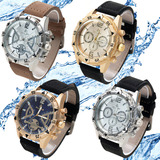Kit Com 6 Relógios Masculino Pulseira De Couro Prova D agua Cor Da Correia Sortido Cor Do Bisel Sortido Cor Do Fundo Sortido
