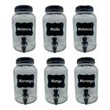 Kit Com 6 Suqueiras De 3 Litros Com Tampa E Torneira Preta