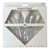 Kit Com 7 Pincéis Profissionais Diamond Macrilan Holográfico