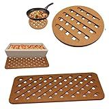 Kit Com 8 Descansos De Panela E 4 Suporte De Travessas Para Apoio De Mesa Cozinha Decoração Design Minimalista MDF