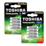 Kit Com 8 Pilhas Recarregáveis Aaa 1 2v 950mah Toshiba
