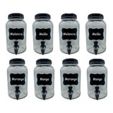 Kit Com 8 Suqueiras De 3 Litros C Tampa E Torneira Preta