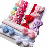 Kit Com 9 Faixinhas De Bebe Enxoval Menina Laço Rn Delicado