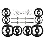 Kit Com Barras De Halteres E Anilhas De Ferro Fundido 22 Kg