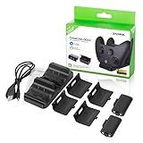 Kit Com Base Carregador Com 2 Bateria 800mah Recarregável E 4 Tampas Traseiras Compatível Para Controle Xbox One Series S X