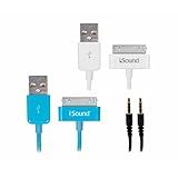 Kit Com Cabos Para Carga Sincronismo E áudio De IPad IPhone Ou IPod ISOUND