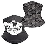 KIT Com Duas Bandana Balaclava Tubular Diversas Cores E Padrões Caveira E Cinza Choque