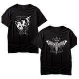 Kit Com Duas Camisetas Goth Style Mariposa Dark Cat
