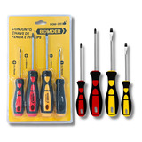 Kit Com Jogo Conjunto 4 Chaves De Fenda E Philips Imantadas Ferramenta Eletricista Ferramentas Em Geral