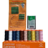 Kit Com Linhas Corrente Laranja E Agulhas De Mão Vários Tam