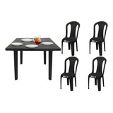 Kit Com Mesa Jantar Quadrada Desmontável E 4 Cadeiras Bistrô