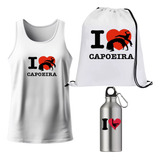 Kit Com Regata Bolsa Sacola E Squeeze Alumínio Logo Capoeira