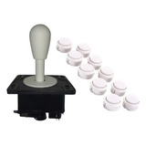 Kit Comando Fliperama Arcade 10 Botões Tipo Sanwa Branco