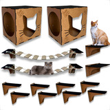 Kit Combo 2 Playground Para Gato Parede Fixo 14 Pcs Promoção