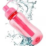 Kit Combo 2 Unidades De Squeeze Garrafa De água Em Plástico 600 ML Com Porta Gelo Premium FBK ROSA 