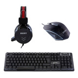 Kit Combo Gamer Teclado Led Mouse Dpi Usb Headset Com Fio Pc