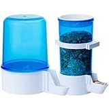 Kit Comedouro Alimentador Tratador Automático 220ml Bebedouro Água Italiano 300ml Malha Fina Canário Curió Coleiro Bicudo Periquito Forpus