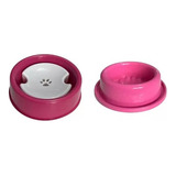 Kit Comedouro Anti Formigas Bebedouro Não Molha Pelos Rosa