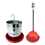 Kit Comedouro Tubular 3kg E Bebedouro Pendular Aves Galinha