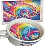 Kit Comestível Papel De Arroz Para Cafeterias E Cafés Arco Iris Com 1 Chaveiro Mimo Presente