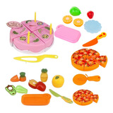 Kit Comida Bolo Pizza Frutas Legumes Brinquedo Crec 34pçs
