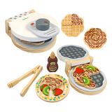 Kit Comidinha Brinquedo Educativo Madeira Máquina De Waffles